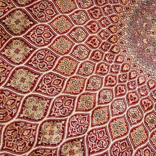 Kashmir Silk Rug with A Persian Gonbad Design