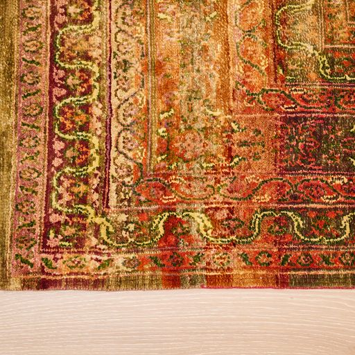 Indian Wool And Silk Rug With An Antique Design