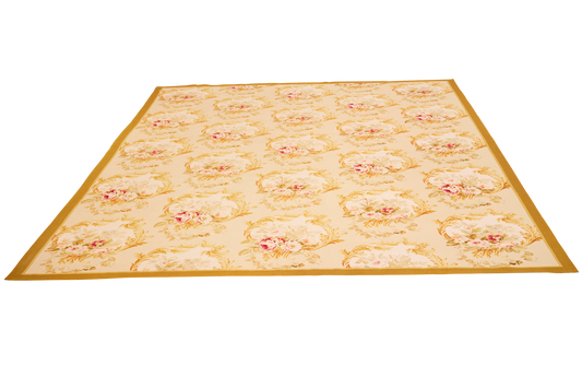 China Aubusson Floral Flat-Weave Wool Rug