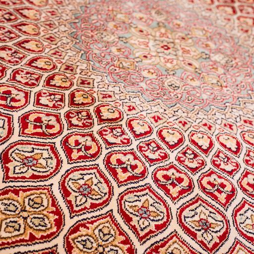 Kashmir Silk Rug with A Persian Gonbad Design