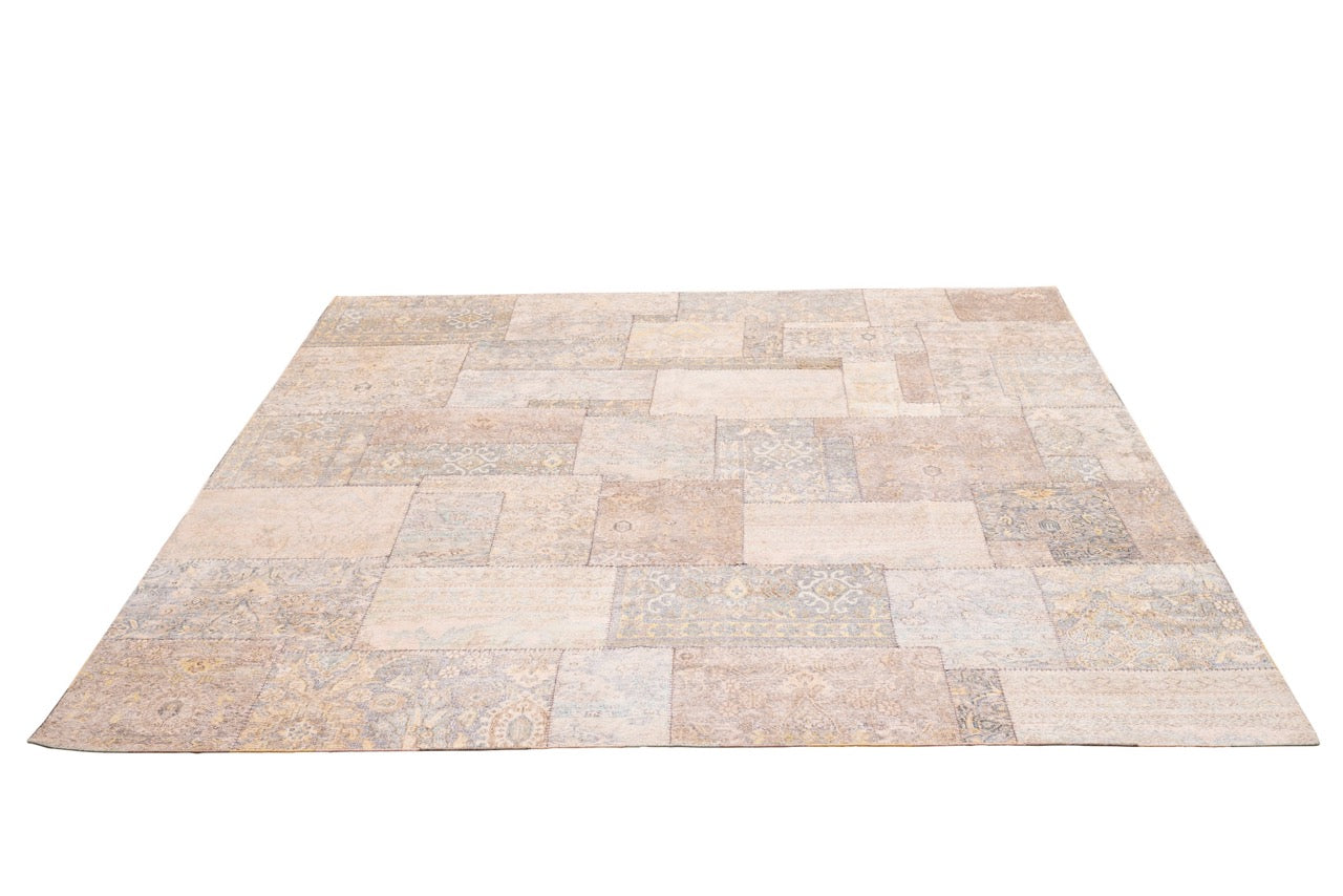 Indian Modern Patchwork Silk Area Rug