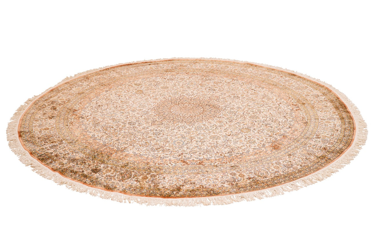 Indian Kashmir Traditional Pure Silk Handmade Round Rug product image #27139786080426