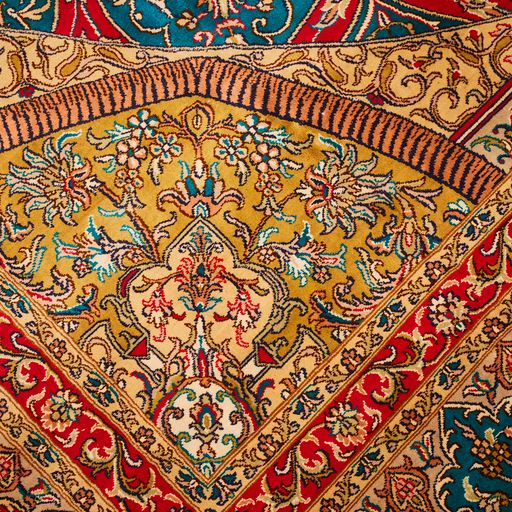Indian Kashmir Handmade Silk Rug With Persian Design