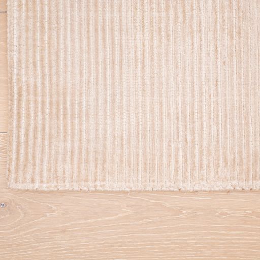 Modern Indian Handmade Beige Bamboo Silk Rug