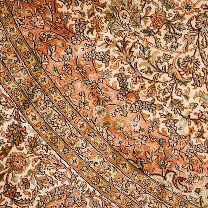 Indian Kashmir Traditional Pure Silk Handmade Round Rug-id5
