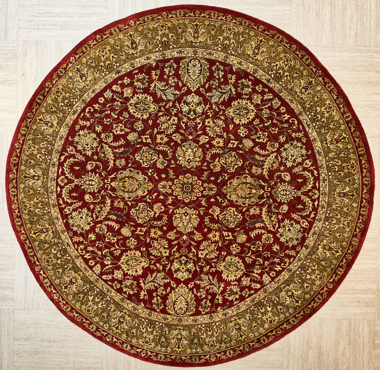 Traditional Wool Floral Indian Round Rug