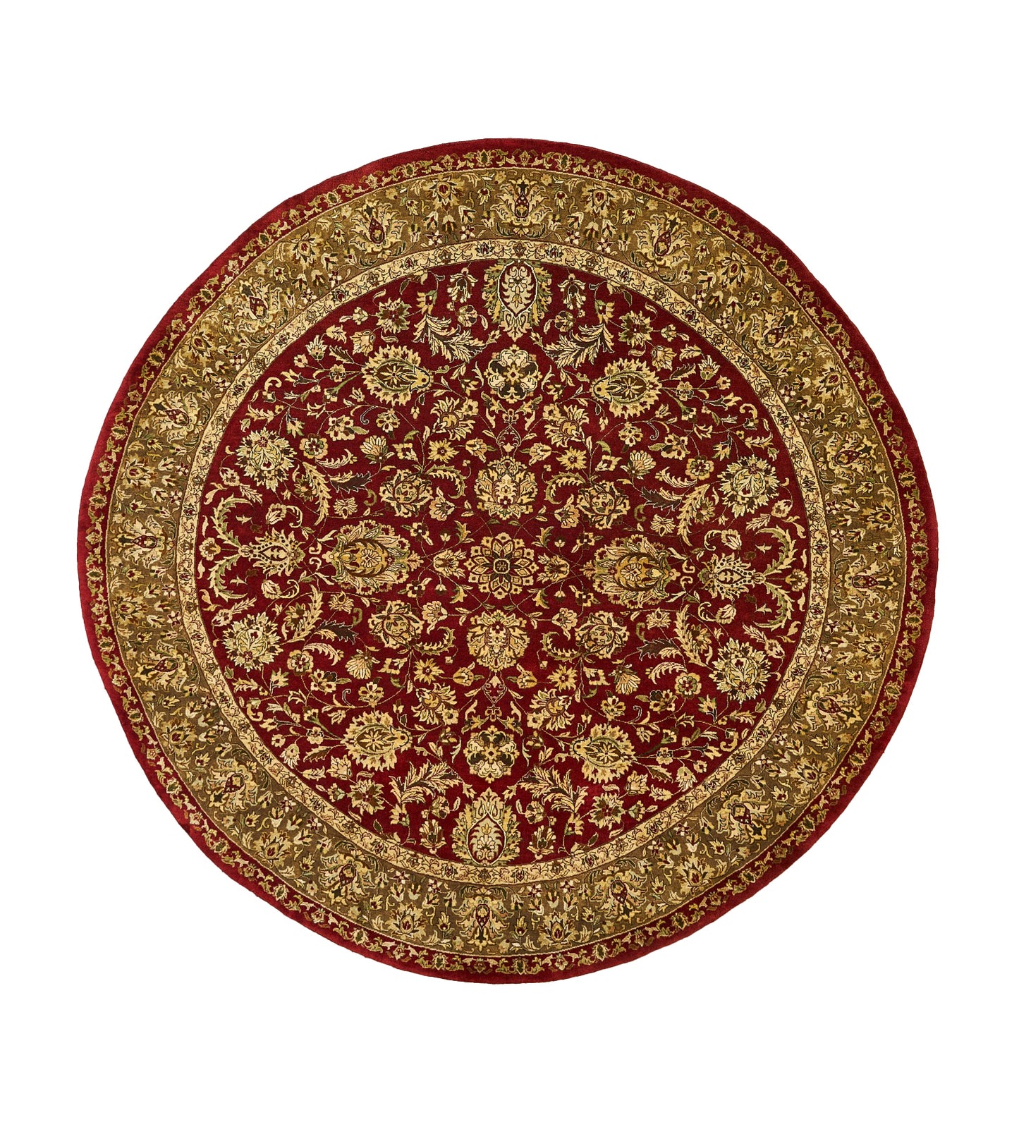 Traditional Wool Floral Indian Round Rug