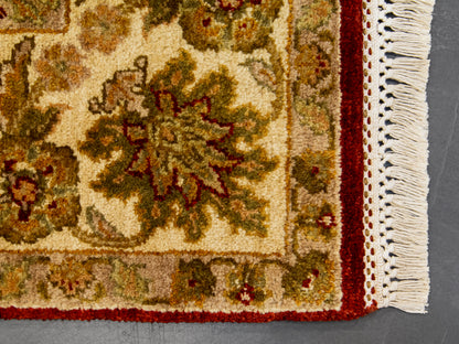 Traditional Indian Red Green Wool Rug