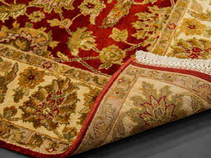 Traditional Indian Red Green Wool Rug