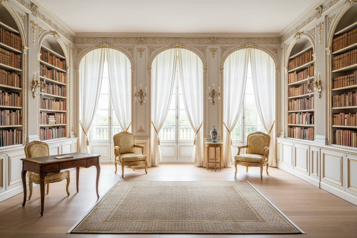 550 - Kashmir Pure Silk Area Rug with a Herati/Fish Design.