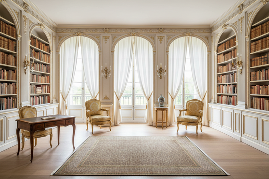 550 - Kashmir Pure Silk Area Rug with a Herati/Fish Design.