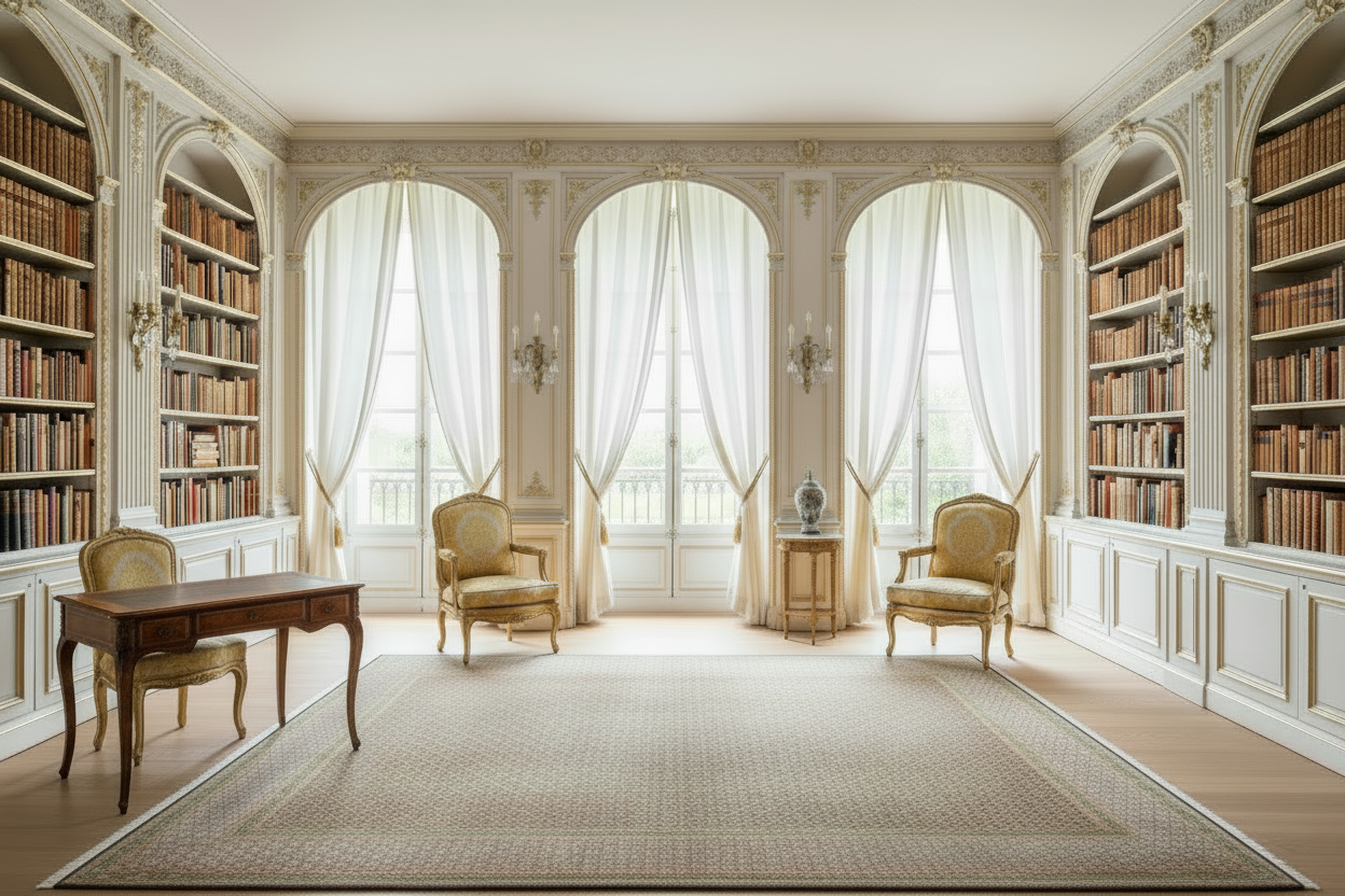 550 - Kashmir Pure Silk Area Rug with a Herati/Fish Design.