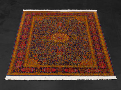 Handmade Fine Pure Silk Ardebil   Carpet With Medallion