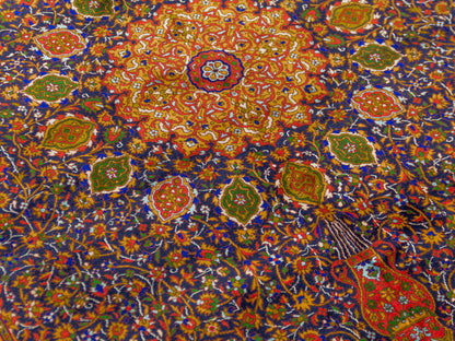 Handmade Fine Pure Silk Ardebil   Carpet With Medallion