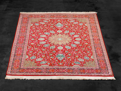 Handmade Fine Pure Silk Ardebil  Carpet With Medallion-id2
