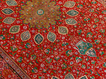 Handmade Fine Pure Silk Ardebil  Carpet With Medallion-id6

