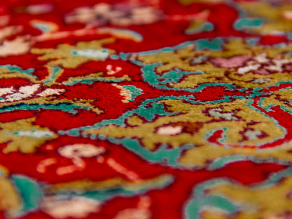 Handmade Fine Pure Silk Ardebil  Carpet With Medallion-id7
