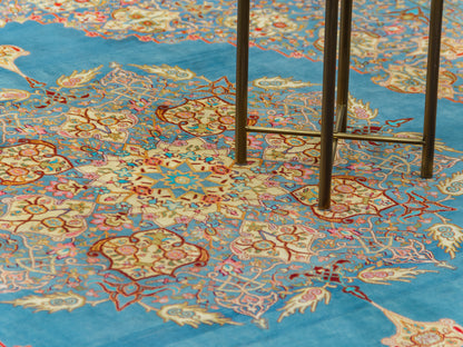 Kashmir Silk Handmade Rug  Persian Medallion Design