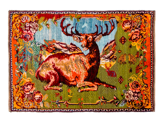 Garabagh Armenian Fine Rug with Antique Design Wool Handmade Carpet