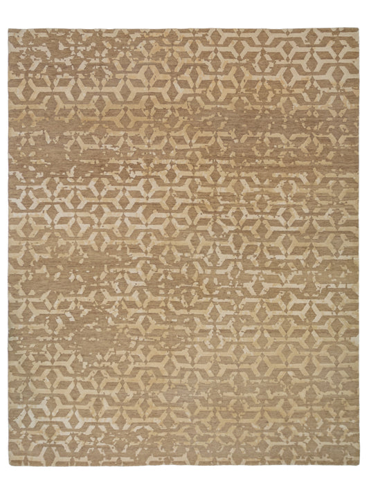 Modern Hand-Knotted Wool Silk Indian Rug featured #7725354975402 
