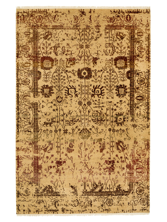 Wine/Beige Modern Indian Rug