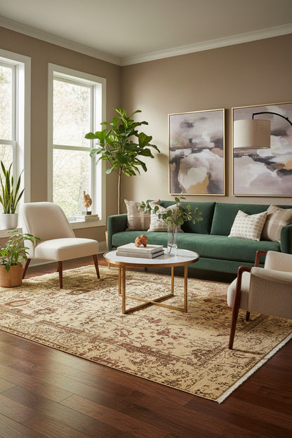 519 - Wine/Beige Modern Indian Rug