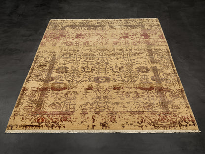 Wine/Beige Modern Indian Rug