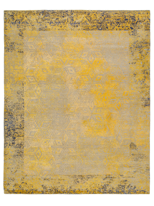 Gold Indian Modern Hand-knotted Carpet featured #7725630390442 
