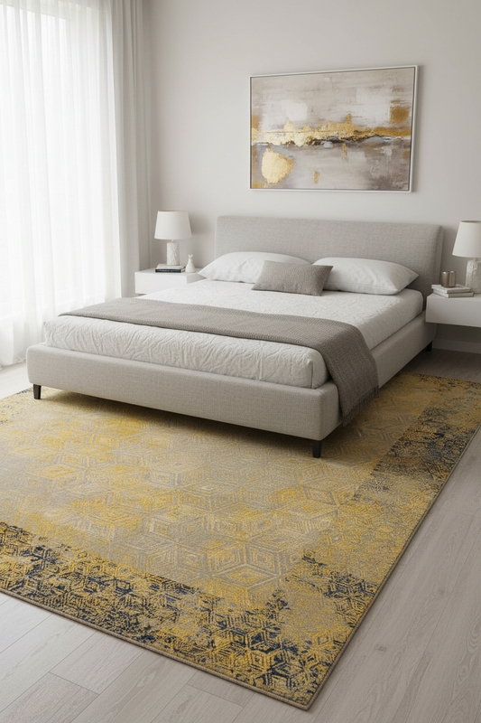 532 - Gold Indian Modern Hand-knotted Carpet