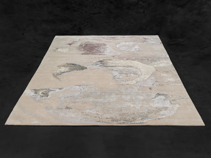 Abstract Modern Nepal Wool Silk Area Rug