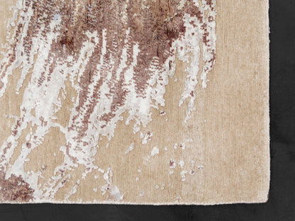 Abstract Modern Nepal Wool Silk Area Rug