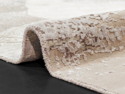 Abstract Modern Nepal Wool Silk Area Rug