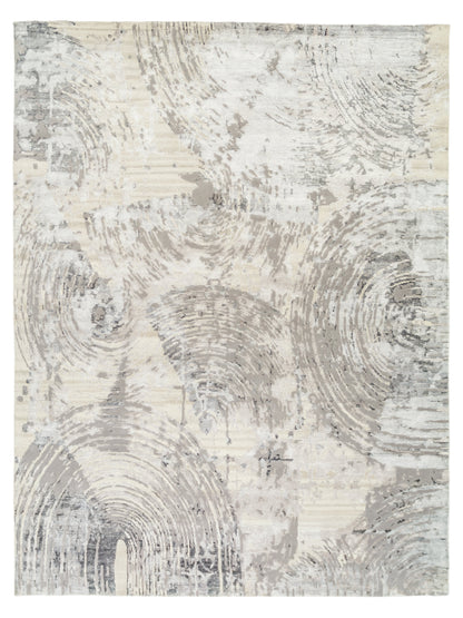 Modern Abstract Wool Silk Fine Indian Rug