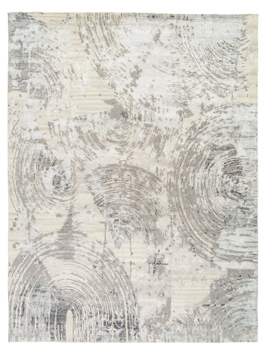 Modern Abstract Wool Silk Fine Indian Rug
