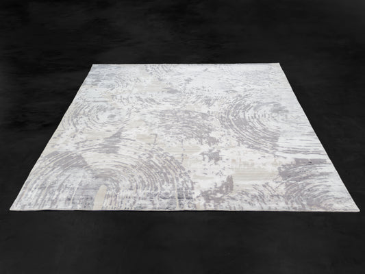 Modern Abstract Wool Silk Fine Indian Rug