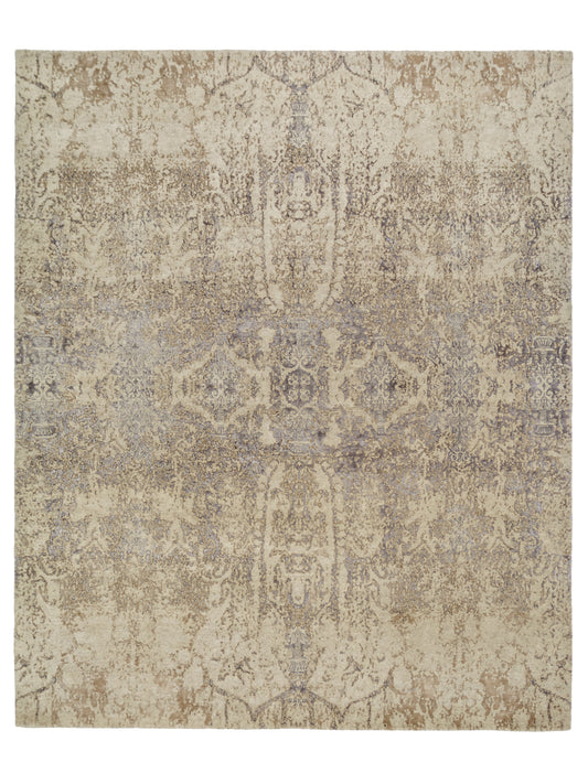Indian Modern Handwoven Wool Silk Carpet