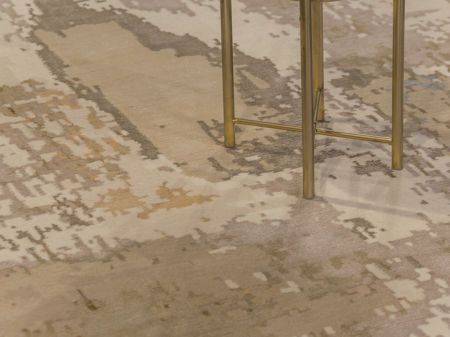 Modern Nepal Ivory Gold Rug