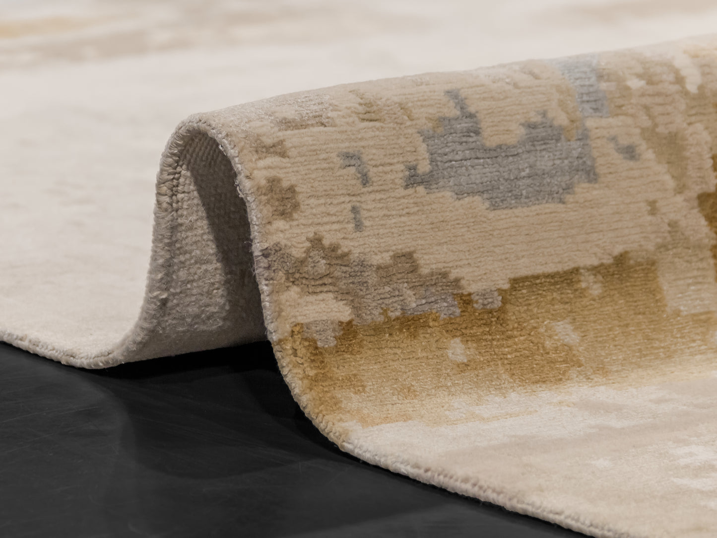 Modern Nepal Ivory Gold Rug