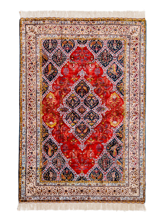 Fine Handmade Silk Persian Qom 4x6 featured #7912900264106 