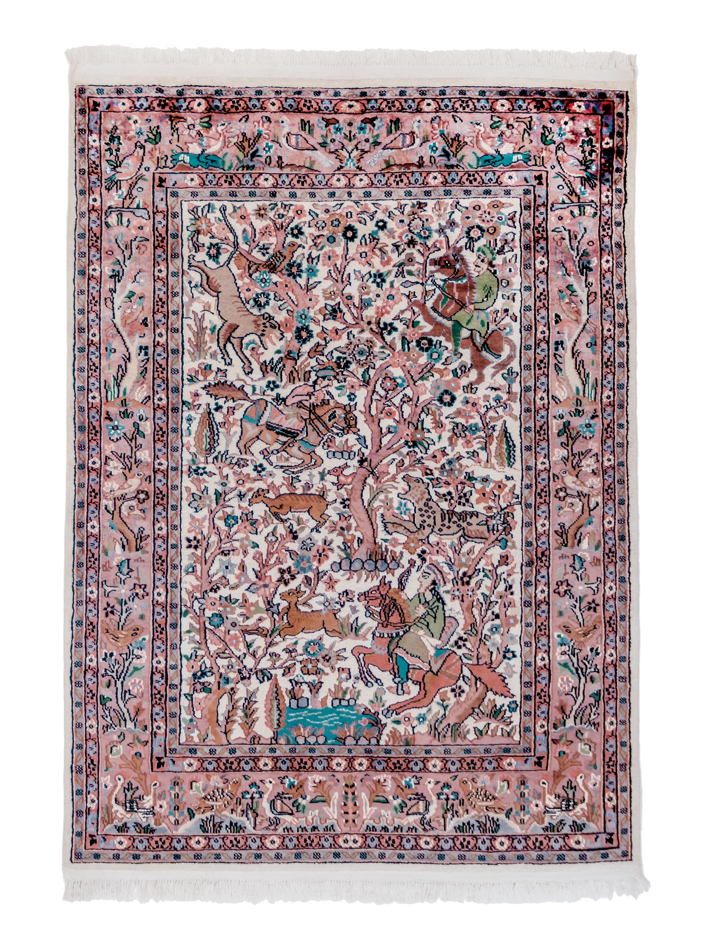 Pakistan Handmade Area Rug with Hunting Scene