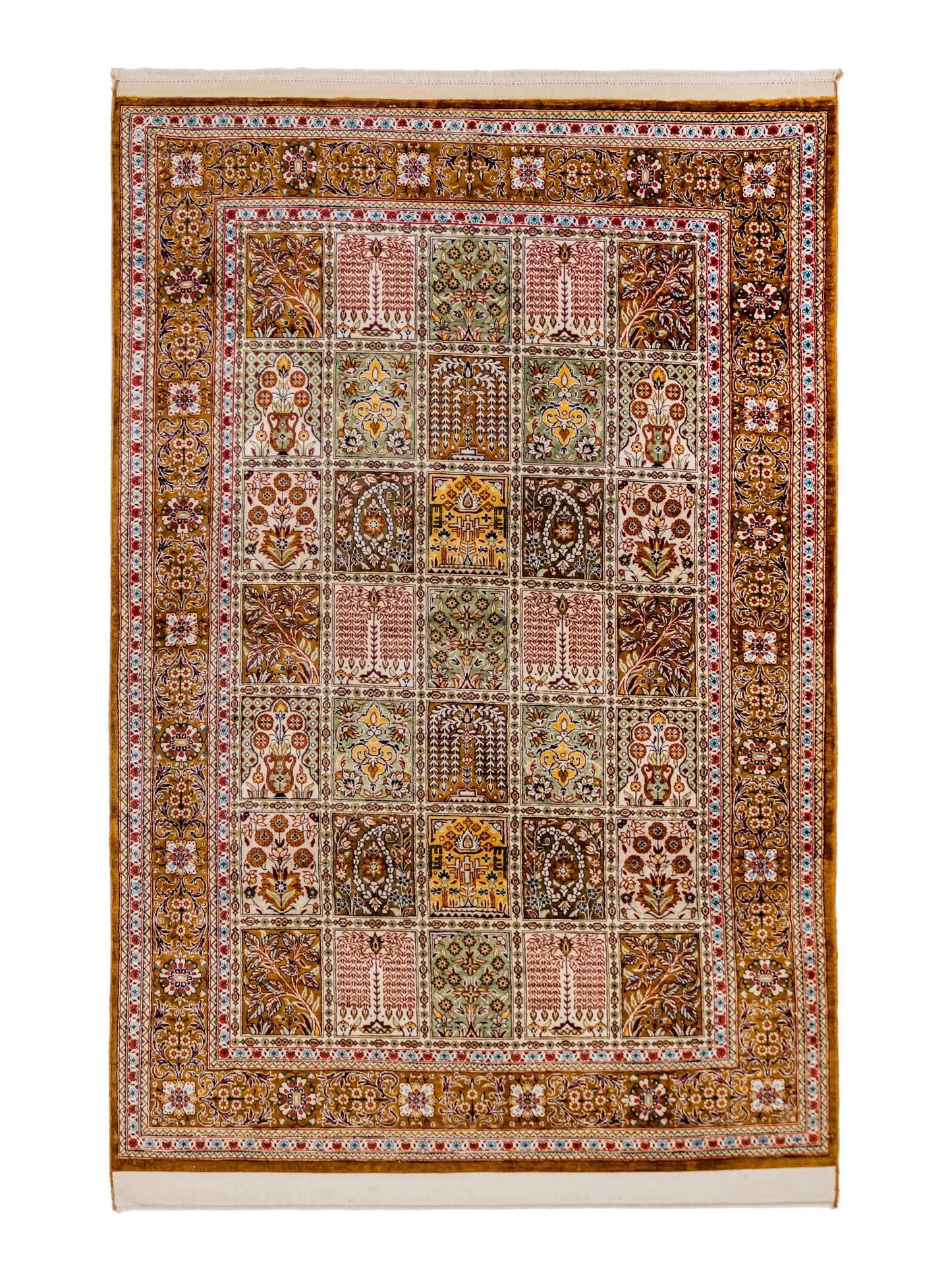 Handmade Persian Bakhtiari Four Season Pure Silk Carpet