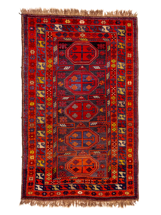 Blue Orange Handmade Armenian Antique Area Wool Rug featured #7584829079722 