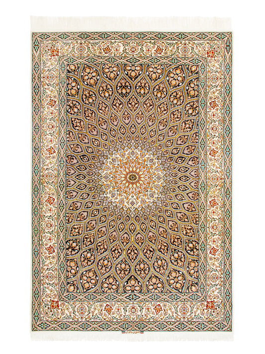 Persian Isfahan Gonbad Wool And Silk Rug featured #7887573975210 