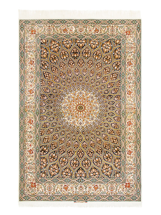 Persian Isfahan Gonbad Wool And Silk Rug