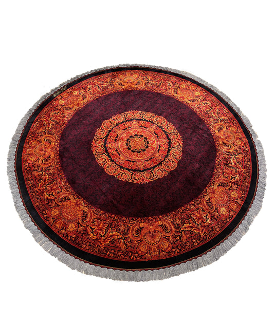 Pure Silk Qom Round Persian Rug featured #7768812585130 