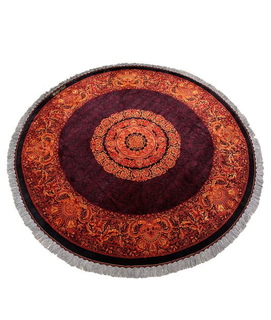 Pure Silk Qom Round Persian Rug