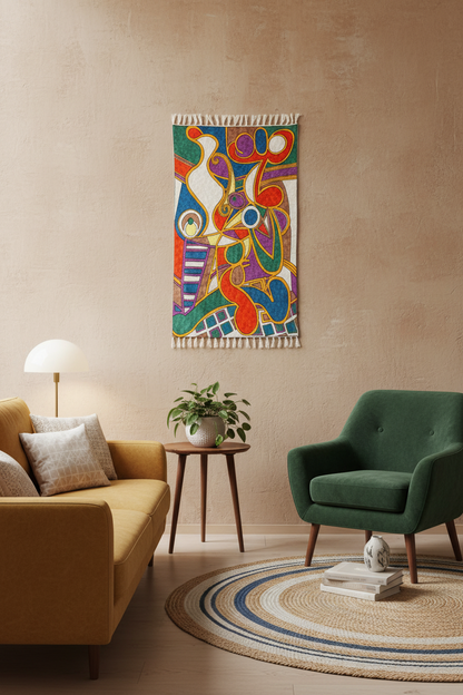 918 - Kashmir Chain Stitch Rug Handmade #008