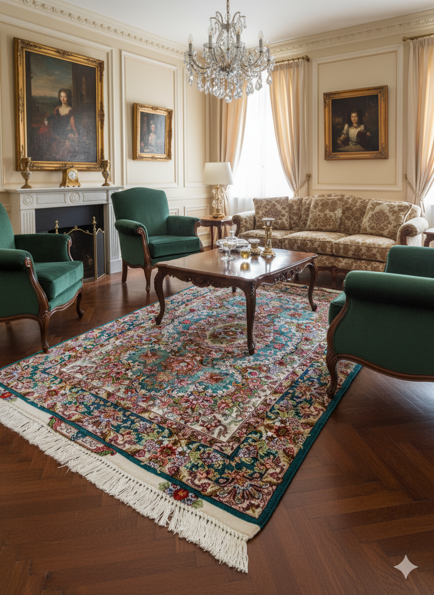 Fine Persian Tabriz with Silk Foundations Area Rug