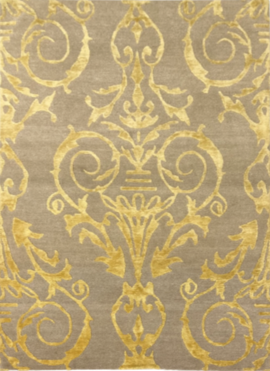 Fine Hand -Knotted Modern Nepal Wool & Silk Carpet featured #7584783368362 