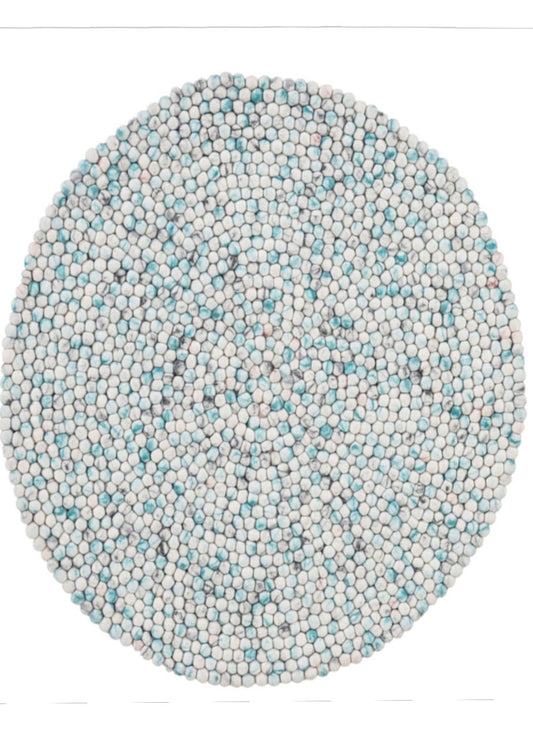 Modern felt Multicolor Blue Wool  Rug